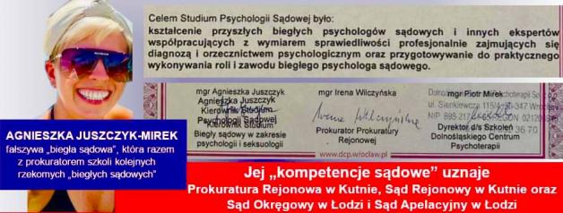 [AUDIO]Fałszywa „biegła sądowa” Agnieszka Juszczyk-Mirek szkoli bezprawnie rzekomych, kolejnych „biegłych sądowych” współpracując z prokuratorem! Czy to dlatego Prokuratura Rejonowa w Kutnie uznała jej opinię za wiarygodną, aresztując na 14 mies. 68-latka?